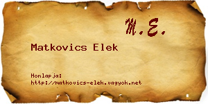 Matkovics Elek névjegykártya