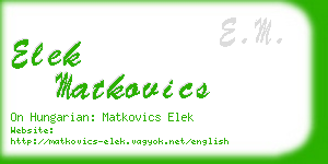 elek matkovics business card